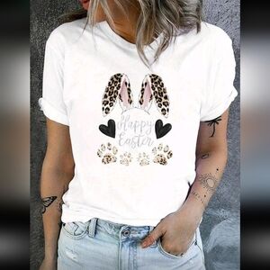Leopard Print Happy Easter Women's Tee